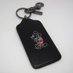 Disney x Coach black glovetanned calf leather Mickey Mouse hangtag keychain